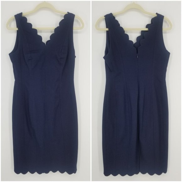 Banana Republic Scalloped Bi-Stretch Sheath Dress 8P - Picture 3 of 11